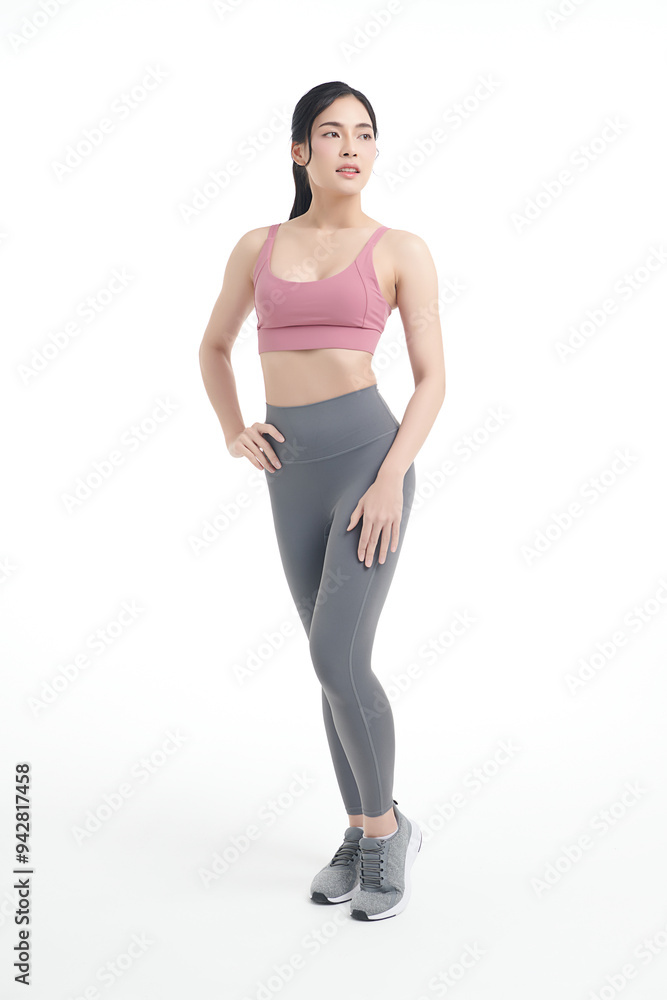 Beautiful young asian sport woman with sportswear ready for exercise on white background, Advertising sportswear and yoga wear, Healthy lifestyle, sport. Beautiful young asian sport woman with sportswear ready for exercise on white background, Advertising sportswear and yoga wear, Healthy lifestyle, sport.