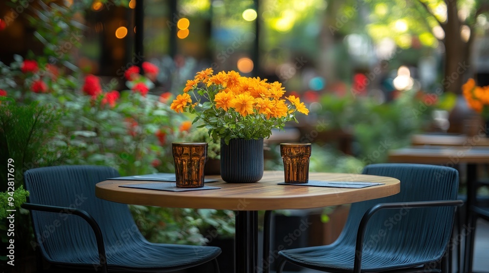Outdoor Table Setting with Flowers Outdoor Table Setting with Flowers