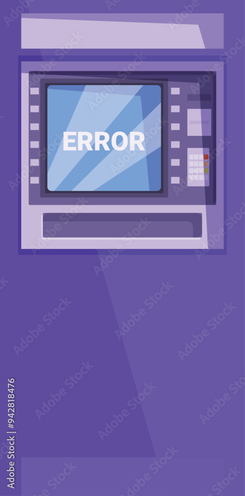 Modern atm machine is showing an error message on the screen Modern atm machine is showing an error message on the screen