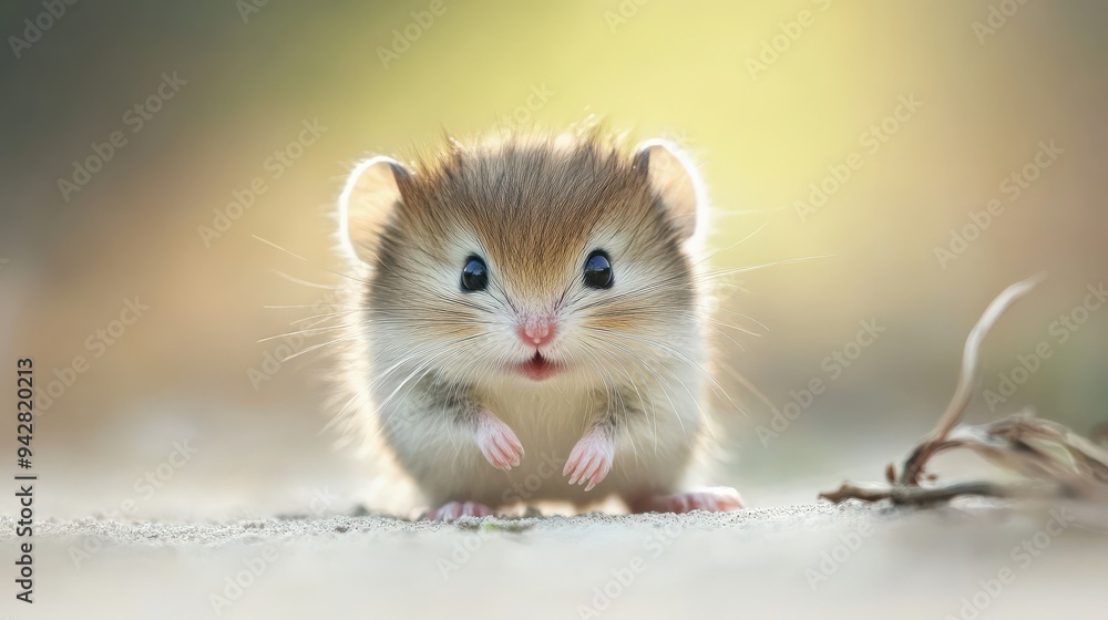 A small, adorable creature with soft fur and big eyes curiously investigates its surroundings in a bright outdoor setting. Its tiny paws and expressive face add to its charm A small, adorable creature with soft fur and big eyes curiously investigates its surroundings in a bright outdoor setting. Its tiny paws and expressive face add to its charm