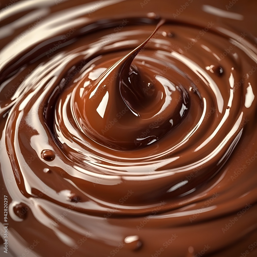 3d render Abstract dark brown color flowing liquid. Coffee or chocolate liquid Swirl flowing waves for background