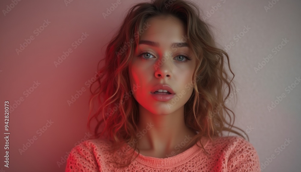 Attractive female's expression on a plain background. A wonderful depiction of beauty and charm. Attractive female's expression on a plain background. A wonderful depiction of beauty and charm.