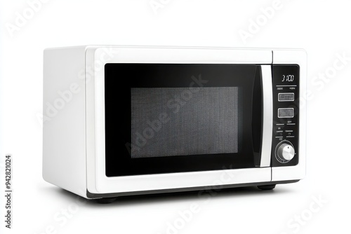 White countertop microwave with digital controls