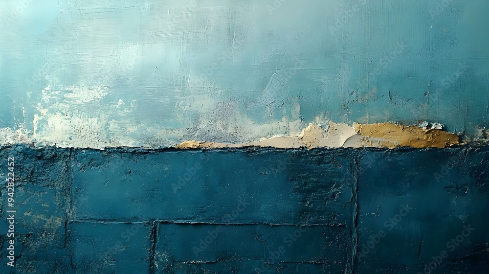 Obraz premium Abstract Blue and Gold Textured Wall Background