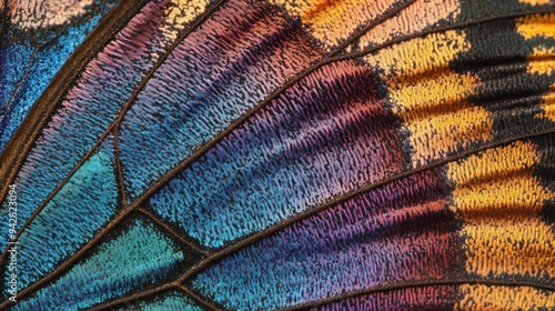 Close-Up of a Butterfly's Wing Showing Intricate Scales and Patterns