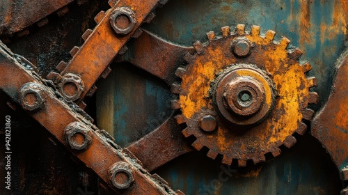 Rusty Gear and Metal Components of an Industrial Machine