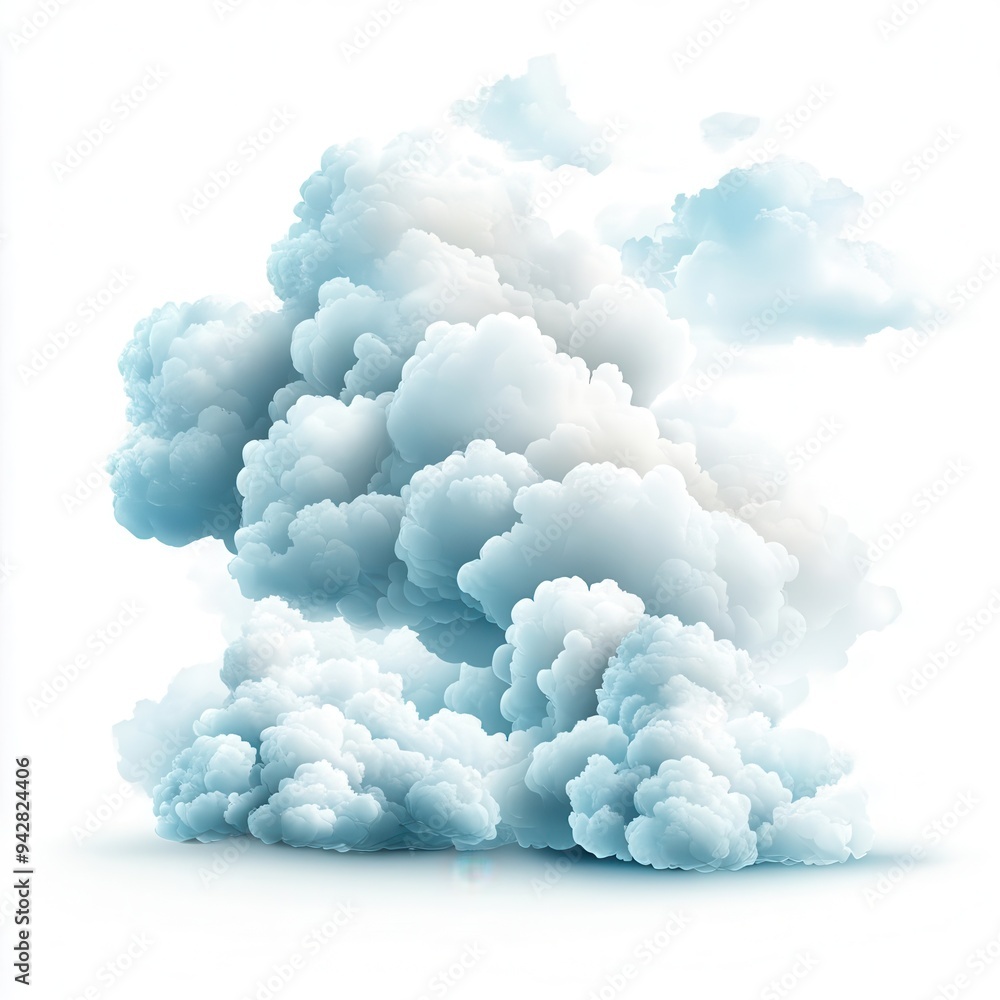 Featuring a white cloud isolated on a white background, illustration Featuring a white cloud isolated on a white background, illustration