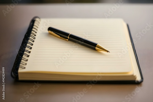 Wallpaper Mural Open Notebook with Pen Resting on a Blank Page Torontodigital.ca