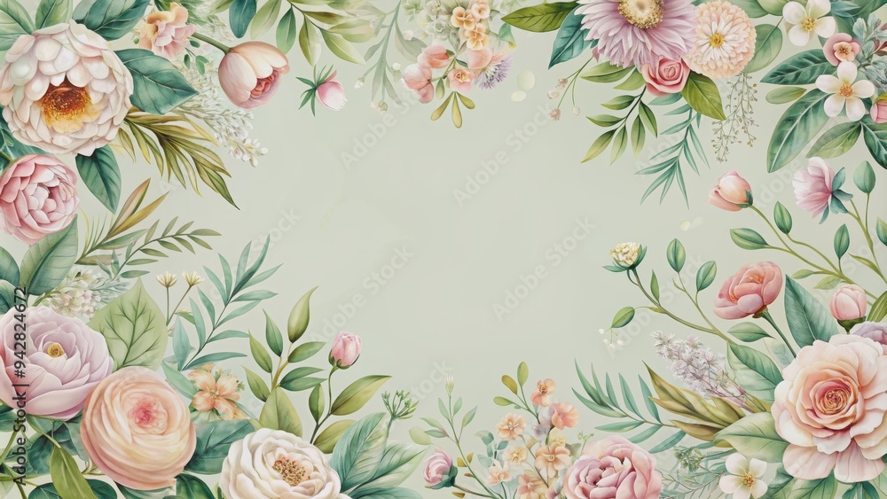 Obraz premium of delicate pastel florals and botanicals , pastel tones, flowers, plants, nature, delicate, soft, feminine, bloom, petals