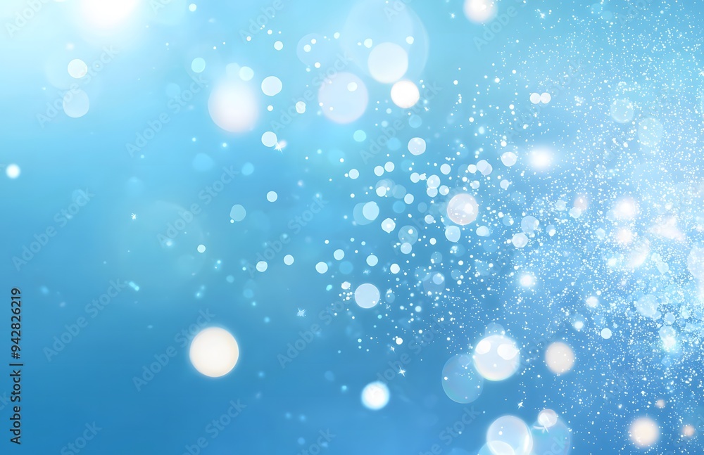 Obraz premium Colorful Bokeh Lights on Blue Background. Vector Illustration Of Wallpaper Backdrop