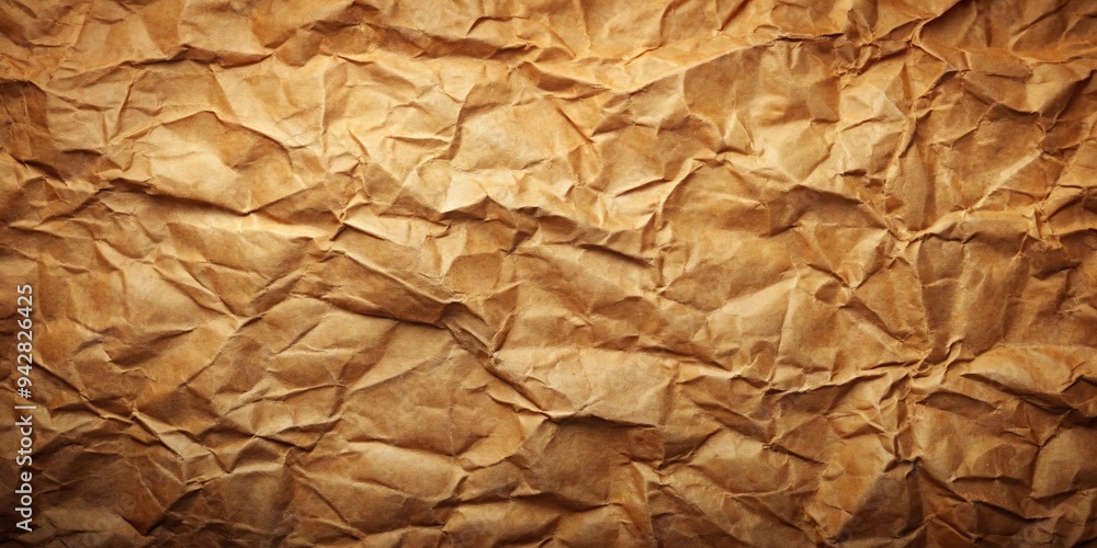 Fototapeta premium Wrinkled vintage paper texture with crumpled brown antique look