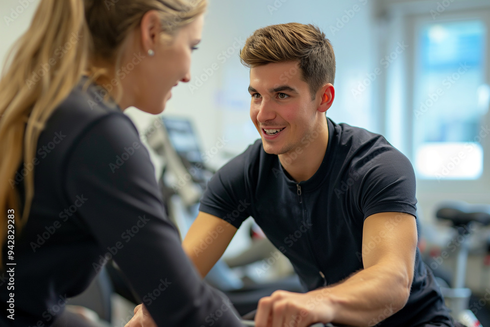Rehabilitation center. Undergoing rehabilitation after surgery in the clinic. physical therapist helps a patient in a rehabilitation center.  Concept of medicine and health care