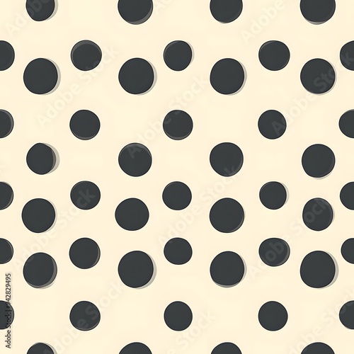 A black and white pattern of dots is spread across a white background. The dots are small and close together, creating a sense of depth and texture. The pattern is simple yet elegant