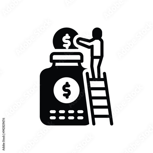 Black solid icon for save money