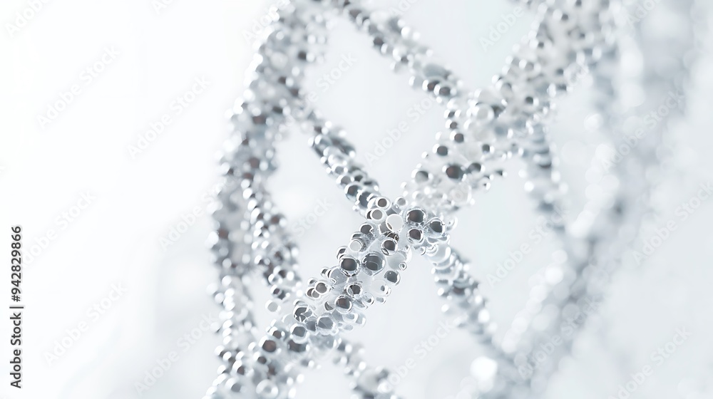 Abstract Silver DNA Strand in Focus Abstract Silver DNA Strand in Focus