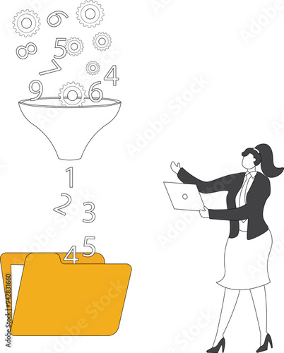 Separating Funnel, Data, Collection, Funnel, Separating Funnel, Number, Businesswoman