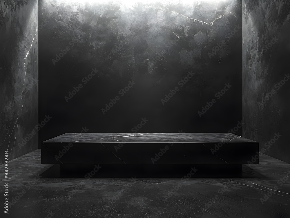 Minimalistic Coffin Shape in Dark Room with Copy Space Minimalistic Coffin Shape in Dark Room with Copy Space