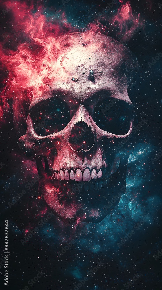 Skull with Swirling Galaxy Reflection in Cosmic Void Skull with Swirling Galaxy Reflection in Cosmic Void
