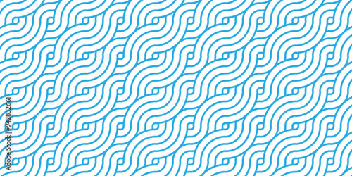 Seamless Overlapping creative diamond circle abstract blue pattern background with waves texture. geometric digital fabric pattern circles floral and spiral round lapping blue retro background.