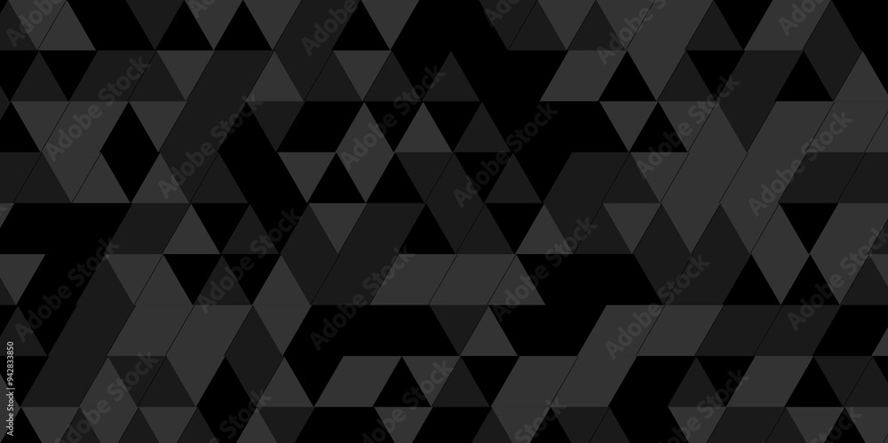 Obraz premium Geometric vector seamless technology black, gray cube square paper background. surface creative diamond mosaic gradient pattern black Polygon digital triangle, business and corporate background.