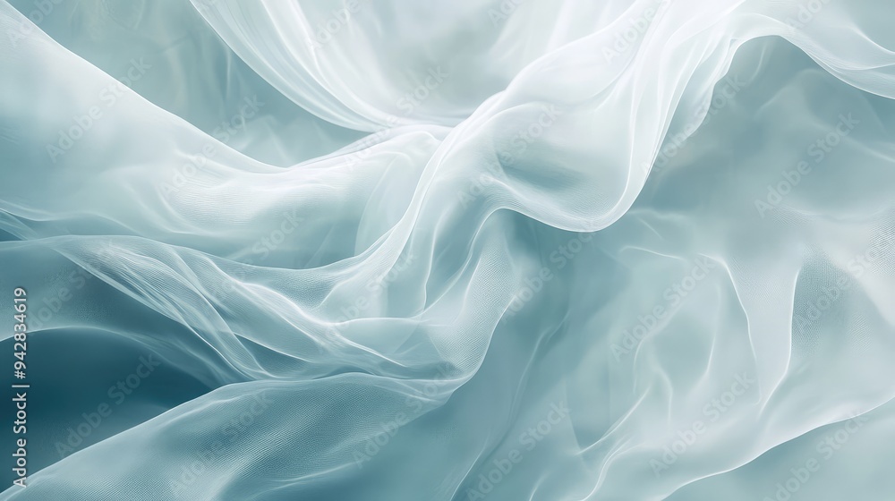 Fototapeta premium Dreamy abstract backdrop with fluid transitions between gentle gray and bright aquamarine shades.
