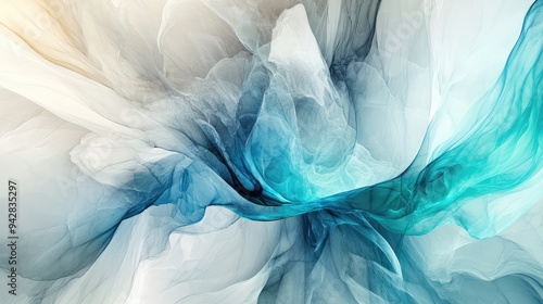 Wallpaper Mural Elegant abstract visual featuring a delicate balance of soft gray and vibrant aquamarine tones. Torontodigital.ca