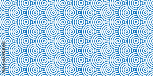 Overlapping creative diamond circle abstract blue pattern background with waves texture. geometric digital fabric pattern circles floral and spiral round lapping blue retro background.