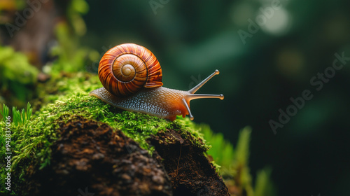 Close Up of A Snail on Mossy