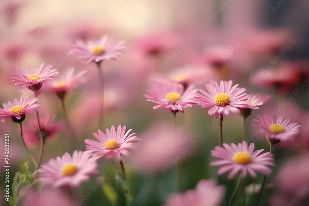 Pink Daisy Field in Soft Light Pink Daisy Field in Soft Light