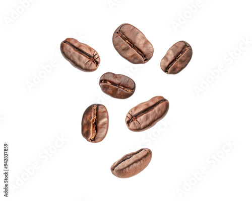 A collection of roasted coffee beans arranged artistically.