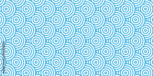 Overlapping creative diamond circle abstract blue pattern background with waves texture. geometric digital fabric pattern circles floral and spiral round lapping blue retro background.