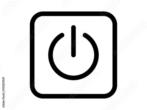 シンプル電源・起動角丸正方形ボタンA：黒丸端線