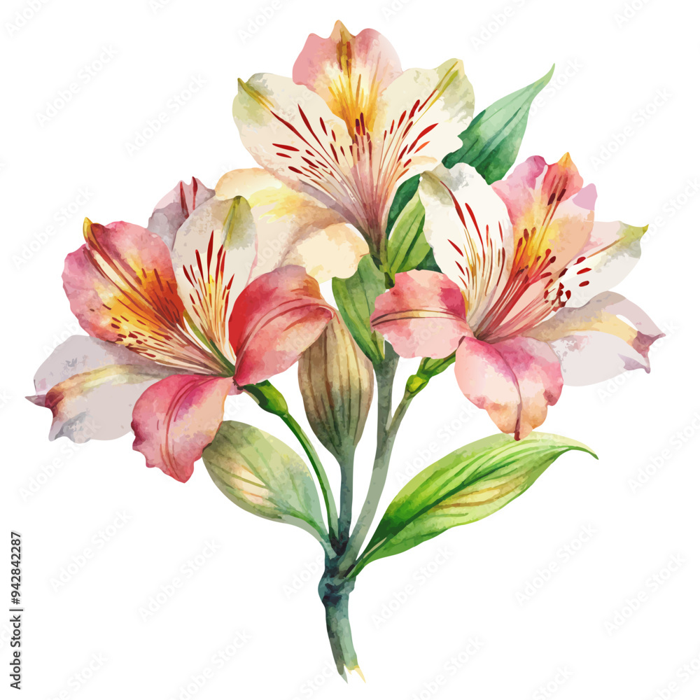 Fototapeta premium bouquet of lilies isolated on white