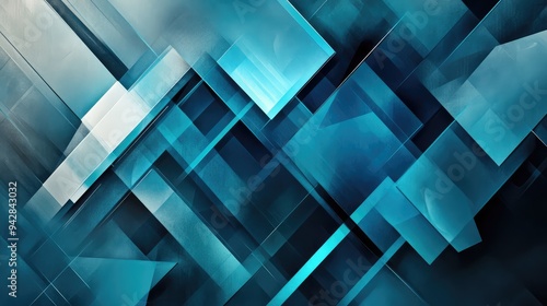 Modern abstract backdrop with sharp black blue and smooth aquamarine geometric shapes.