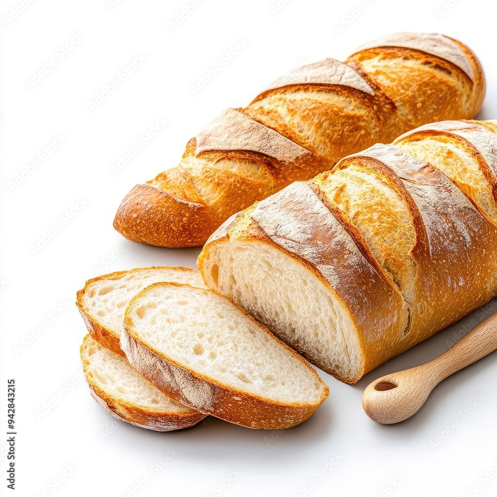 Sliced Sourdough Bread isolated on white background, homemade bakery Sliced Sourdough Bread isolated on white background, homemade bakery