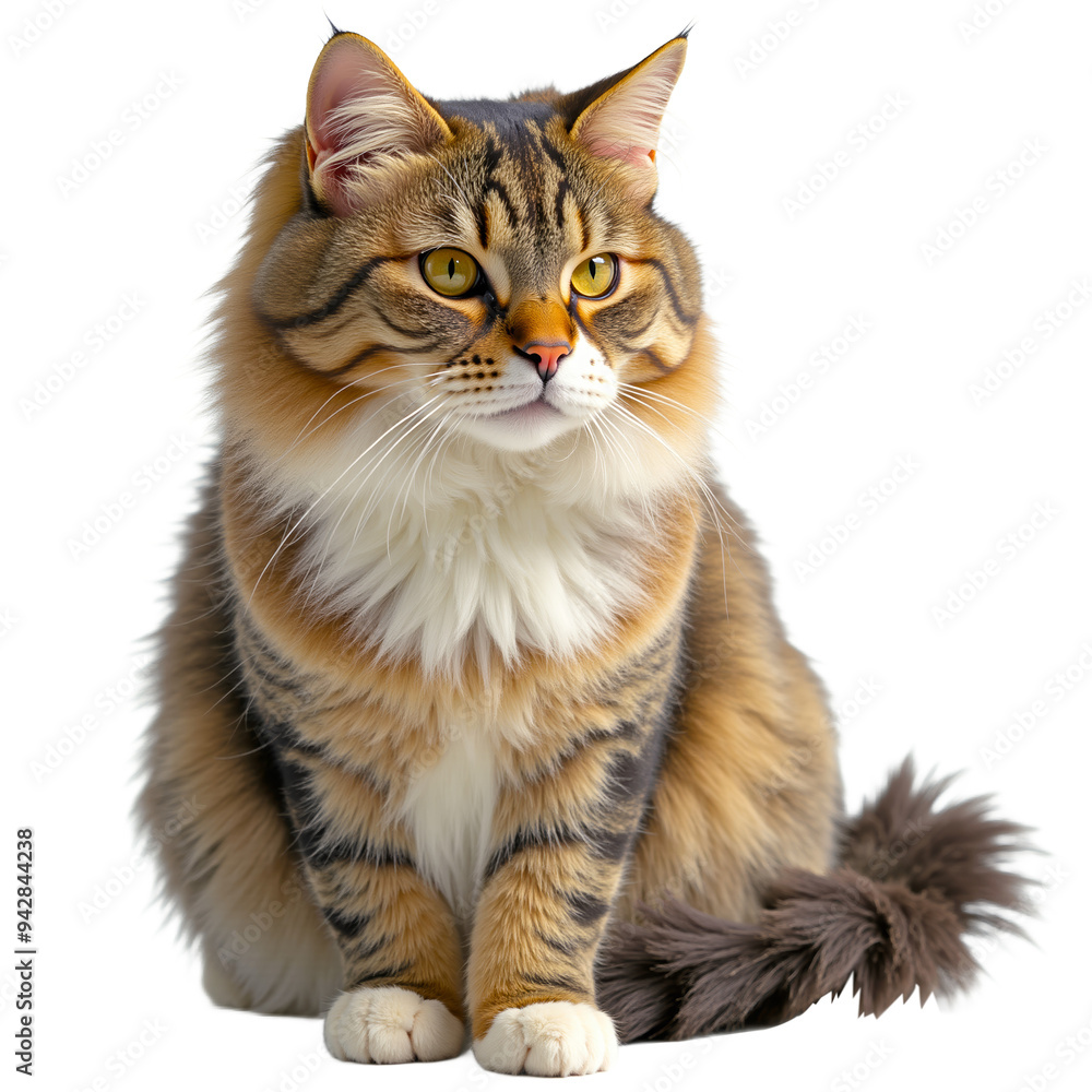 Φωτογραφία Majestic Tabby's Gaze: A captivating portrait of a fluffy tabby cat with piercing yellow eyes, showcasing its majestic presence