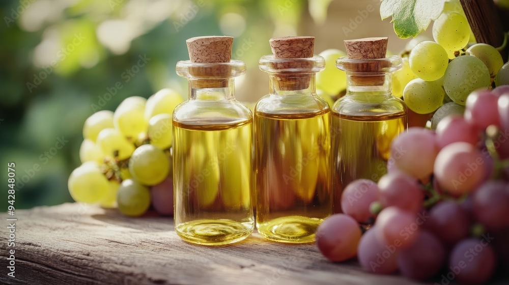 Versatile grape seed oil extracted from leftover grape seeds, promoting sustainability by reducing food waste. Versatile grape seed oil extracted from leftover grape seeds, promoting sustainability by reducing food waste.