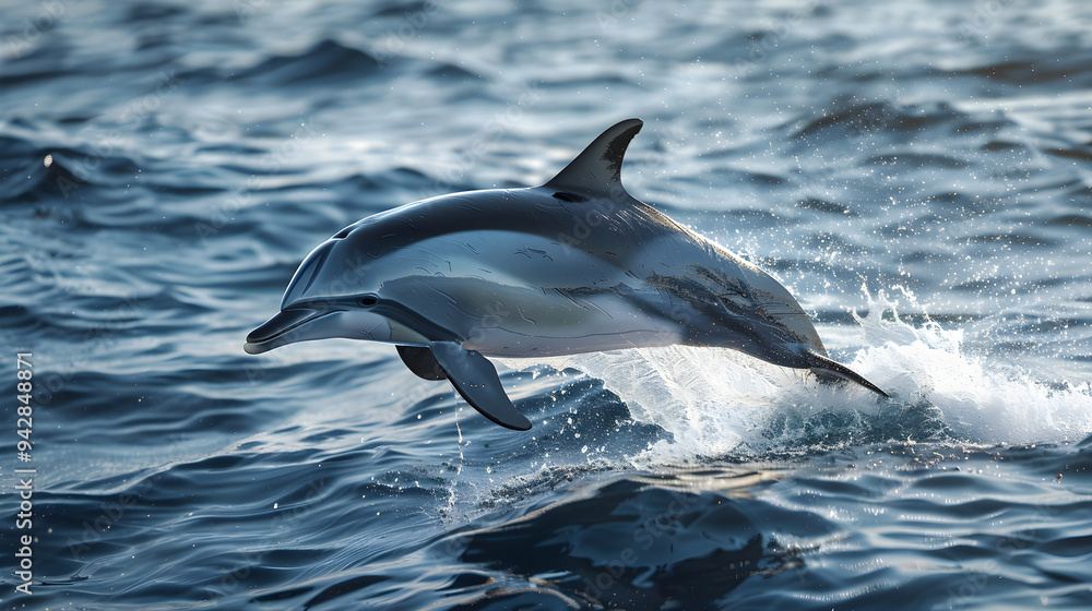 Naklejka premium dolphin jumping out of water, Dolphin Jumping Out of Water, Dolphin Leaping Above the Waves