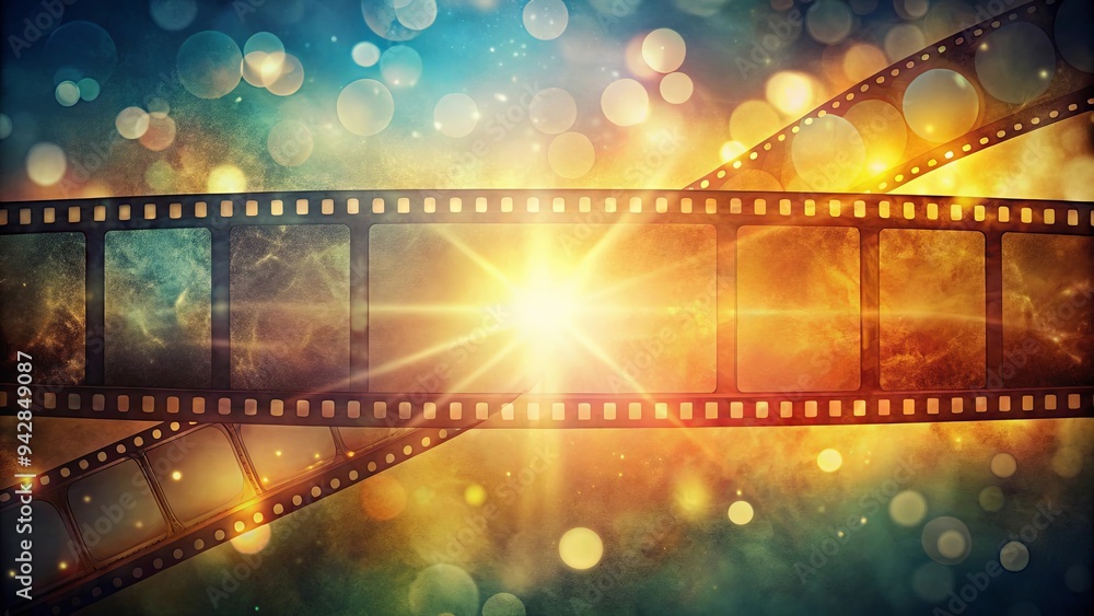 Fototapeta premium Abstract light leak flare on 8mm film texture background with lomo effect