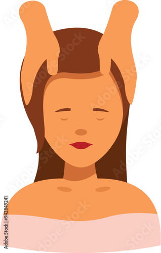 Woman having a relaxing head massage treatment by a masseuse in a wellness center
