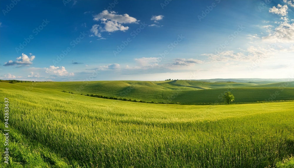 Fototapeta premium Countryside landscape grassland panoramic.