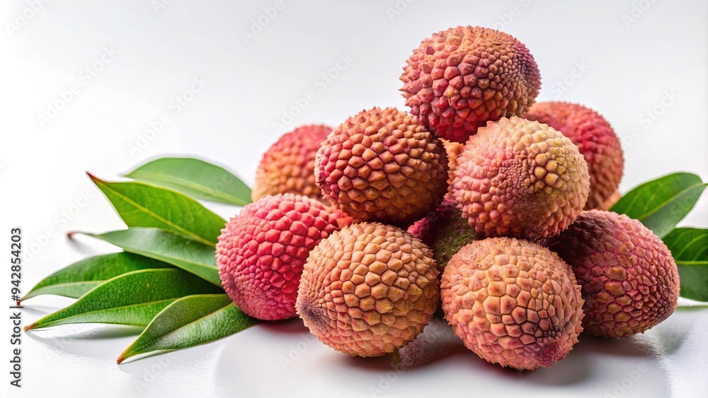 Exotic lychees arranged artistically on a white background Exotic lychees arranged artistically on a white background