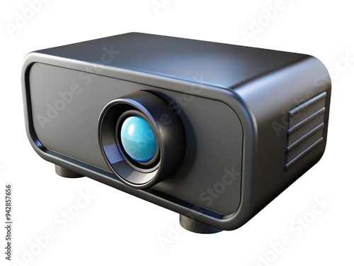 Black projector 3D render icon isolated on white background