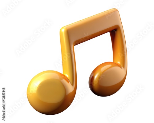 Musical note 3D render icon isolated on white background