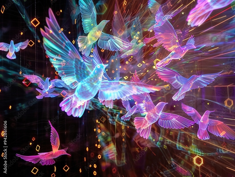 swirling luminous mass floating around in 3d with hexagonal jesus Look at the birds of the air swirling luminous mass floating around in 3d with hexagonal jesus Look at the birds of the air