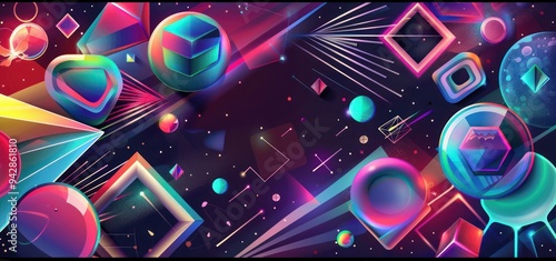 Abstract Geometric Shapes in Vibrant Colors
