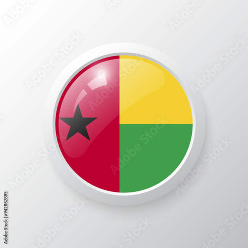 Free Download 3D Button with Guinea Bissau flag. as round glossy icon on background isolated. Vector illustration eps 10.	
 - GFXLoad
