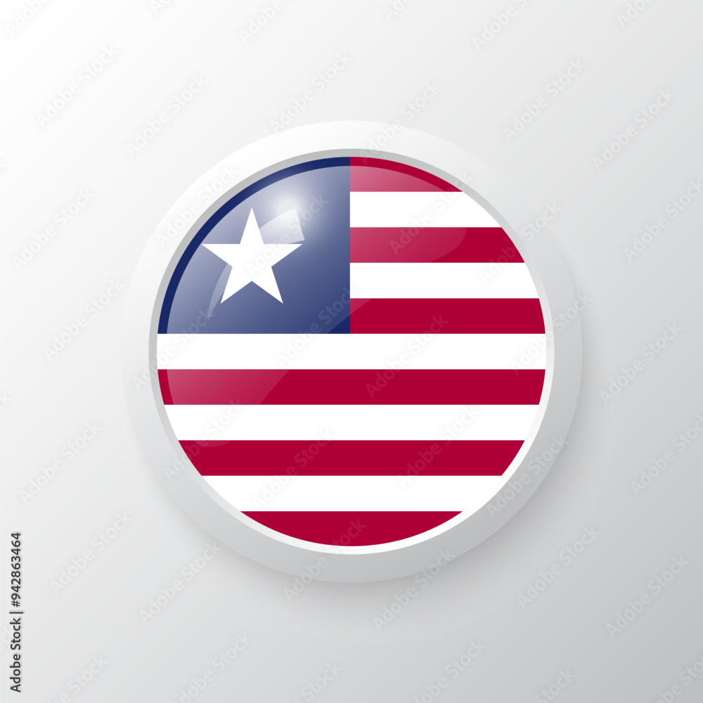 3D Button with Liberia flag. as round glossy icon on background isolated. Vector illustration eps 10.
3D Button with Liberia flag. as round glossy icon on background isolated. Vector illustration eps 10.