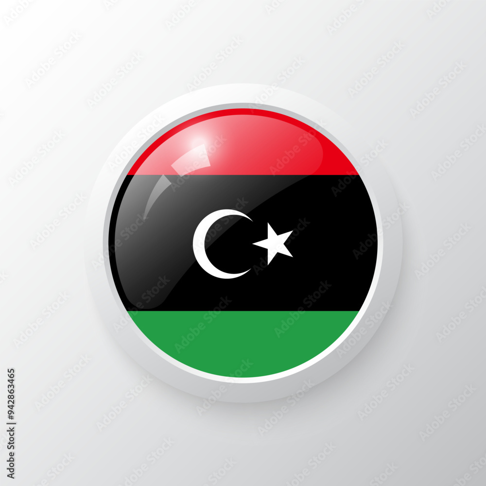 3D Button with Libya flag. as round glossy icon on background isolated. Vector illustration eps 10.
3D Button with Libya flag. as round glossy icon on background isolated. Vector illustration eps 10.
