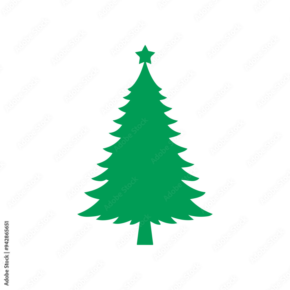 Cartoon abstract christmas tree with stars and balls vector, Christmas Tree Color Flat Icon, merry xmas celebration happy new year decoration vector illustration. Cartoon abstract christmas tree with stars and balls vector, Christmas Tree Color Flat Icon, merry xmas celebration happy new year decoration vector illustration.